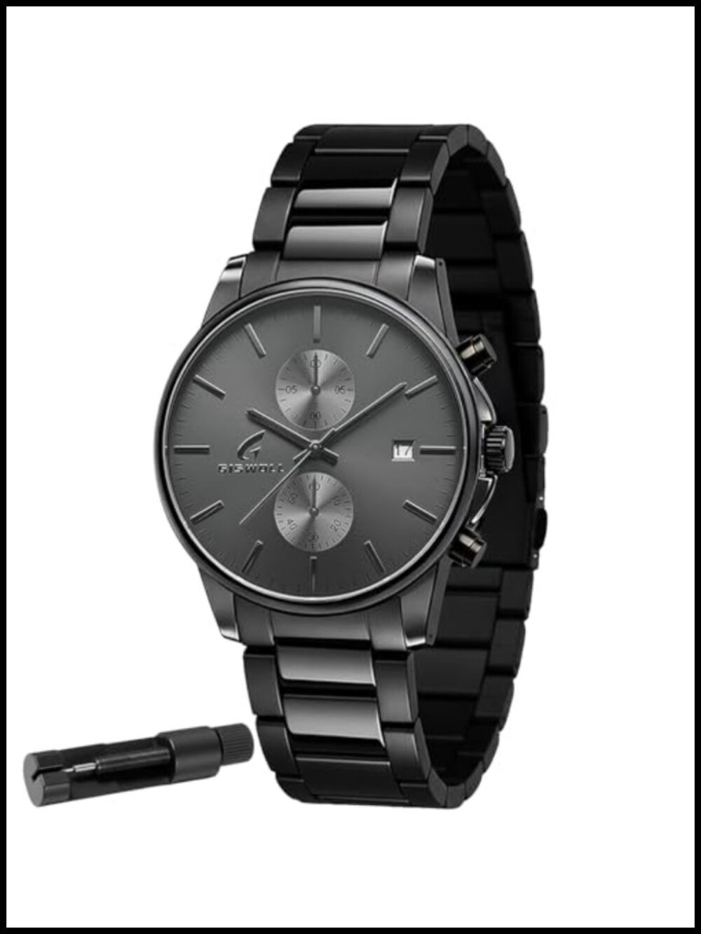 Men's Stainless Steel Chronograph Watch with Date, Japanese Quartz, 3ATM